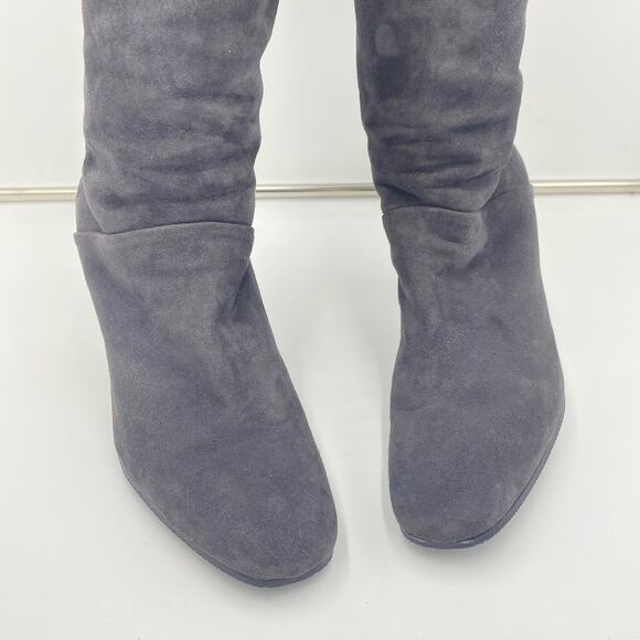 Stuart Weitzman Grey Suede Hardy 90 Over The Knee Thigh High Boots Size 8.5 - Picture 3 of 12